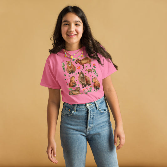 🌸 Youth Classic T-Shirt – Watercolor Capybaras 🦙 - SANDRAAS