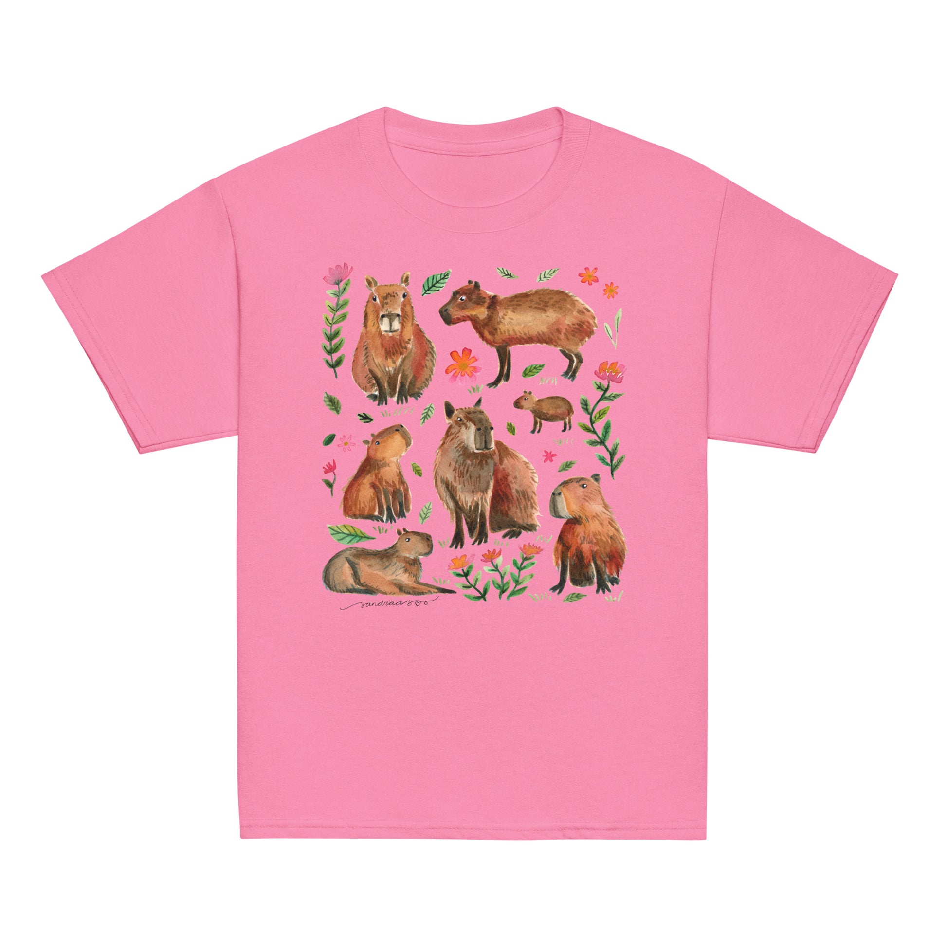 🌸 Youth Classic T-Shirt – Watercolor Capybaras 🦙 - SANDRAAS