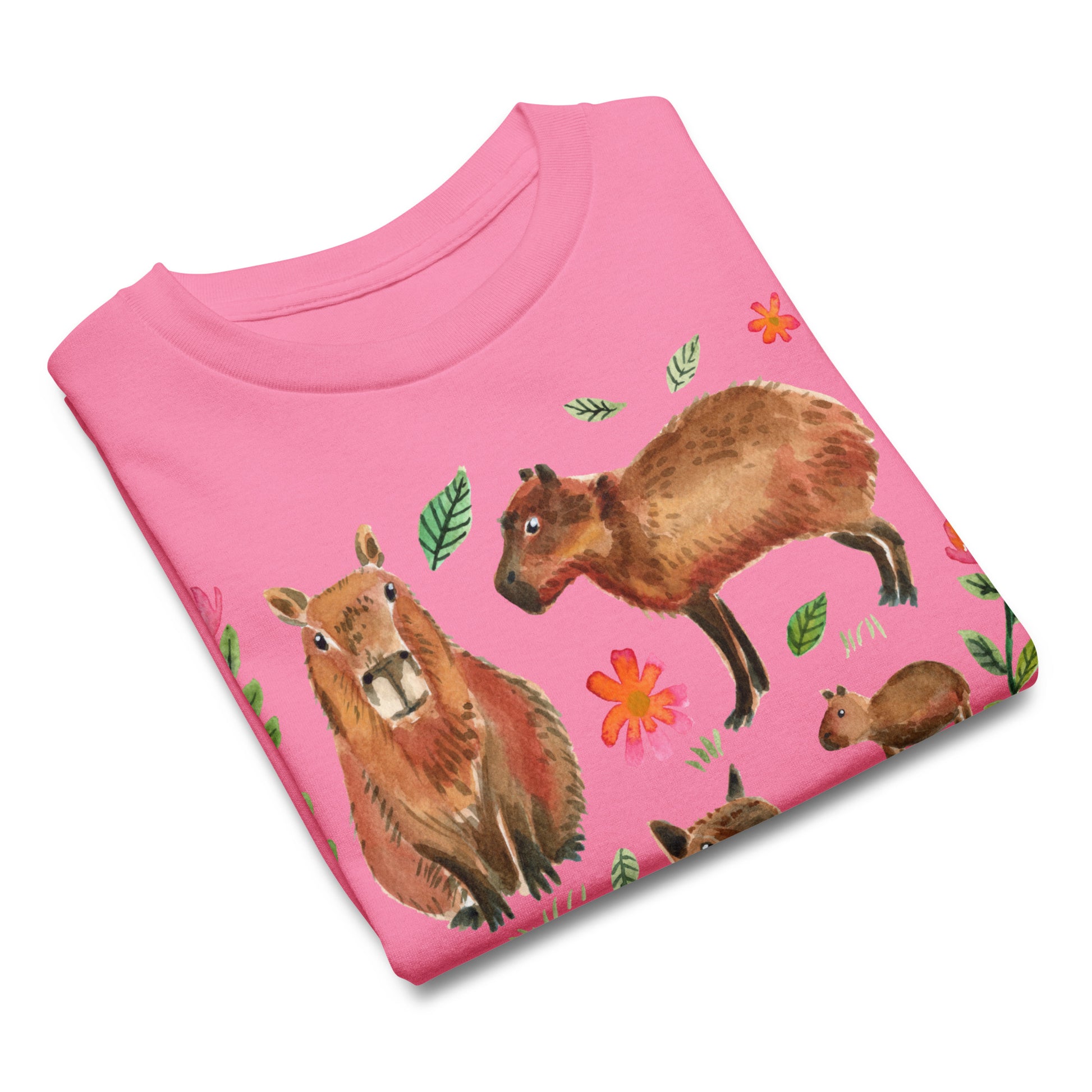 🌸 Youth Classic T-Shirt – Watercolor Capybaras 🦙 - SANDRAAS