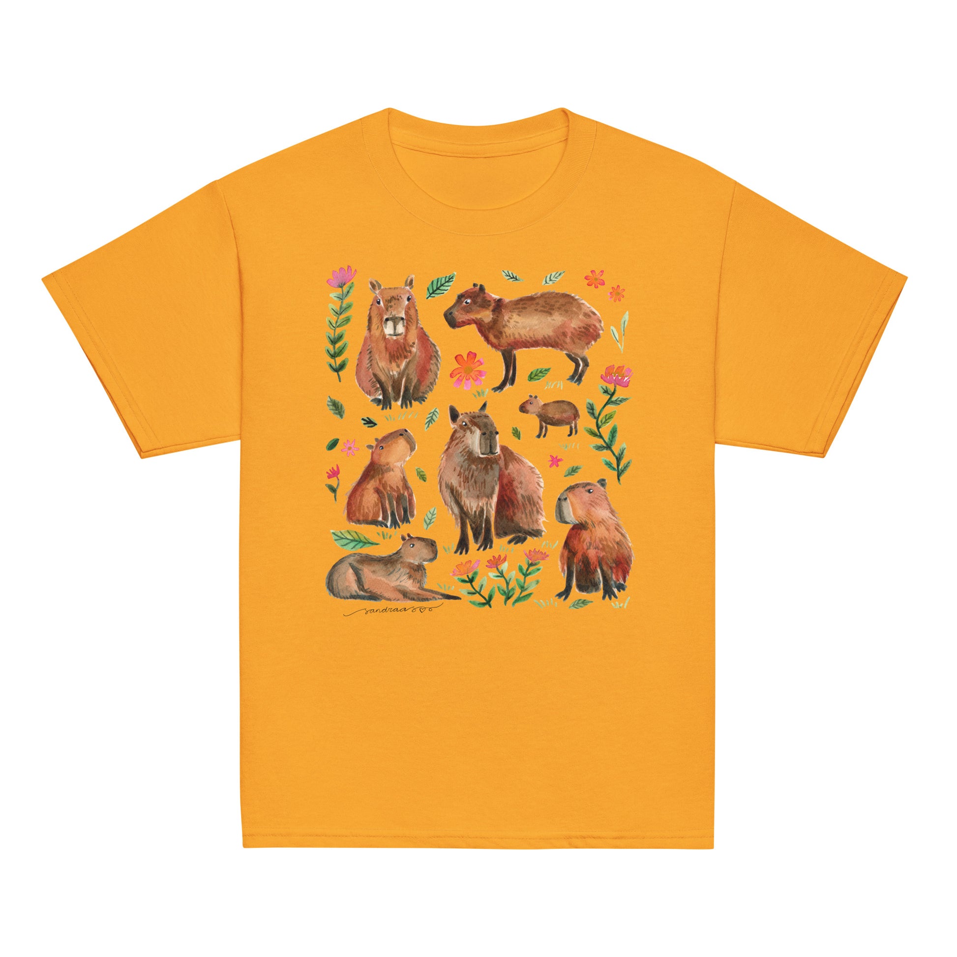 🌸 Youth Classic T-Shirt – Watercolor Capybaras 🦙 - SANDRAAS