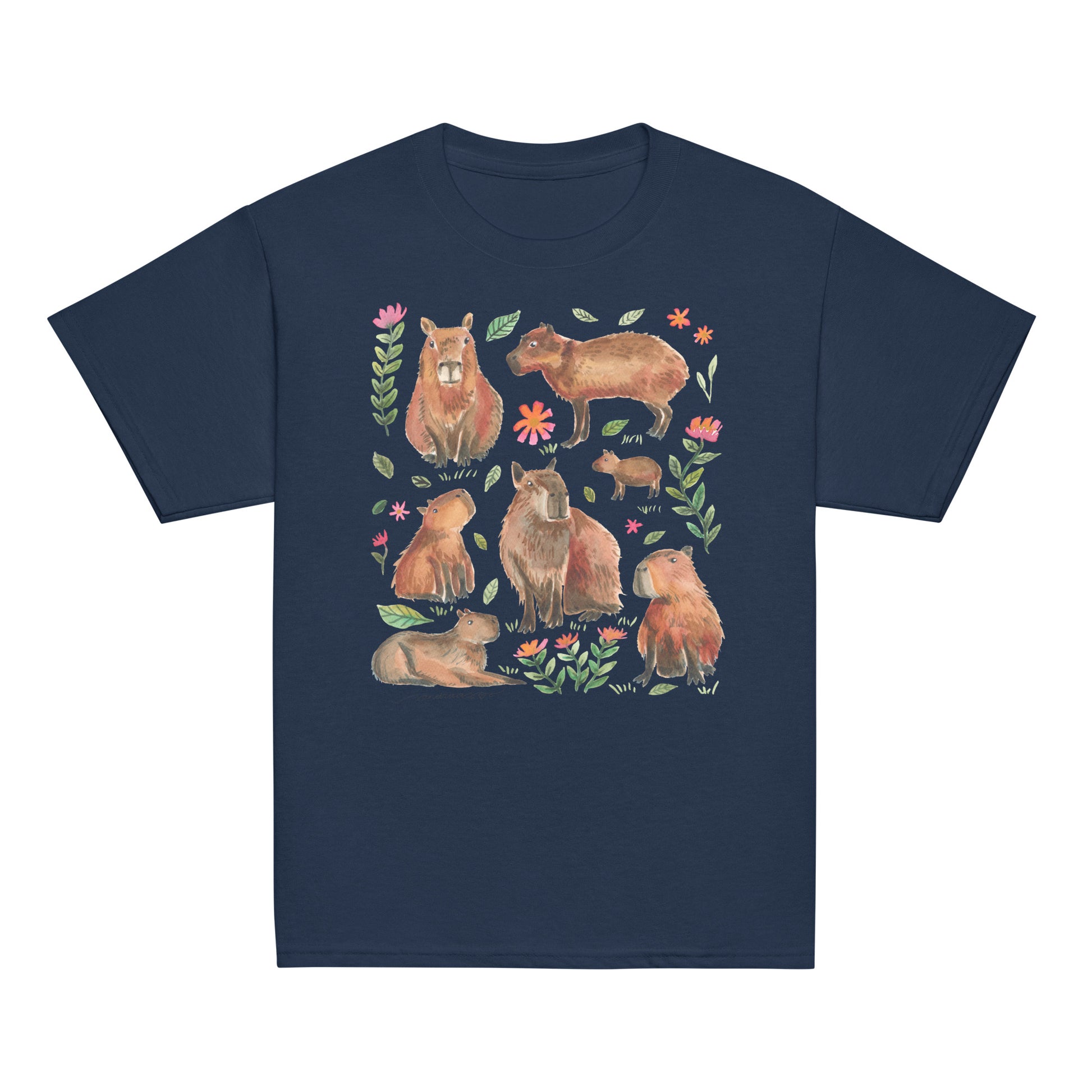 🌸 Youth Classic T-Shirt – Watercolor Capybaras 🦙 - SANDRAAS