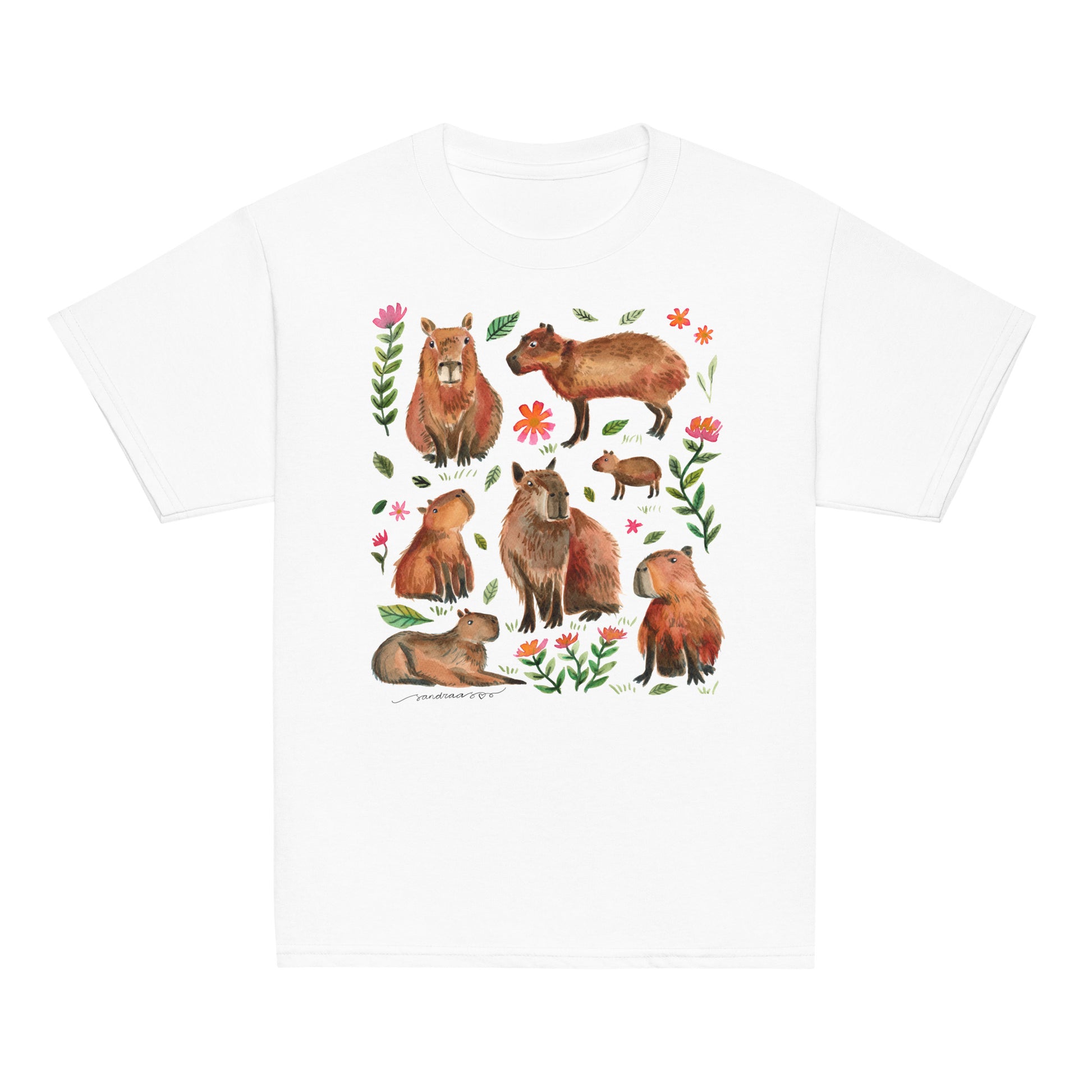 🌸 Youth Classic T-Shirt – Watercolor Capybaras 🦙 - SANDRAAS