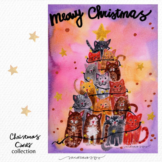 Christmas card - Cats Christmas Tree