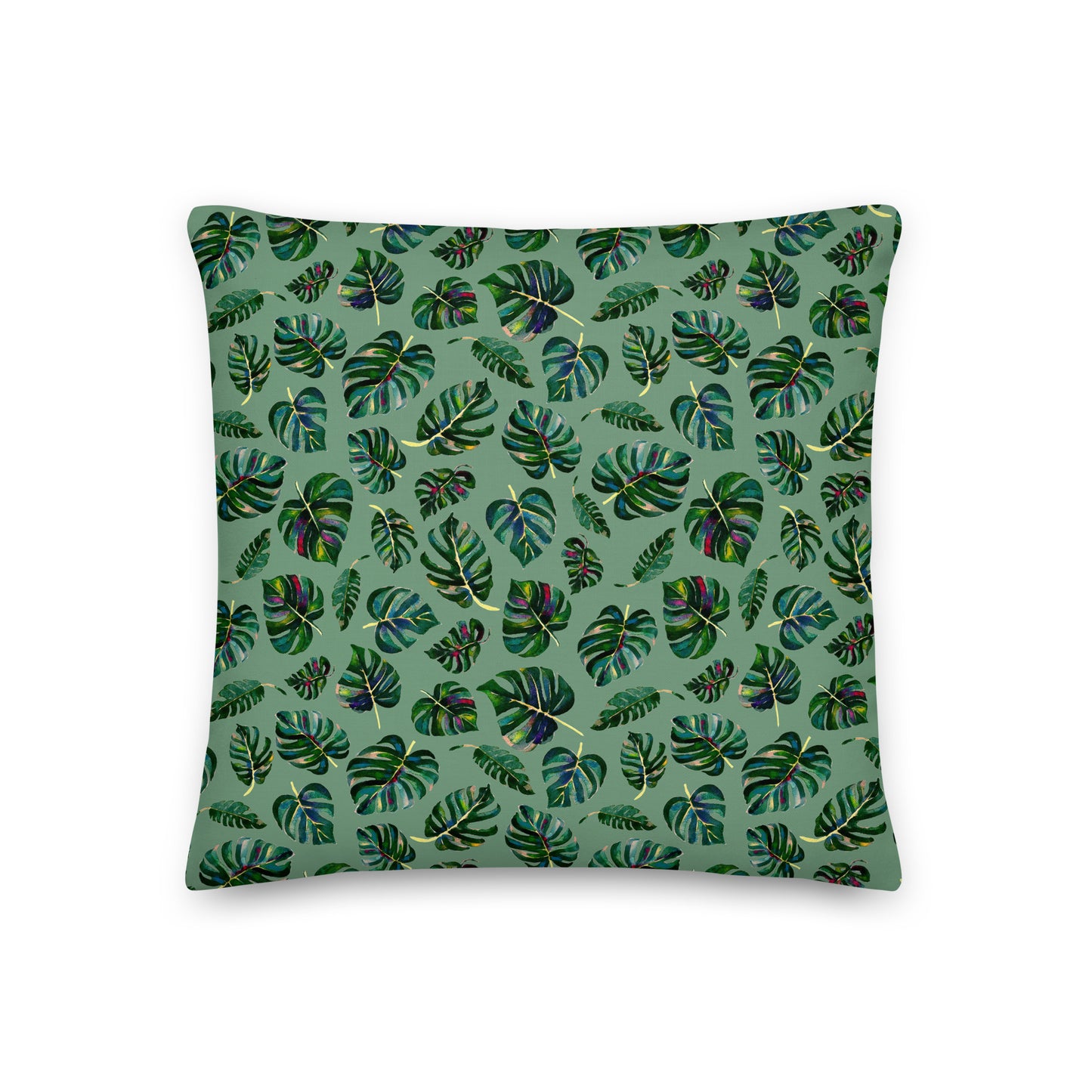 Premium Pillow - Green Monstera Leaves