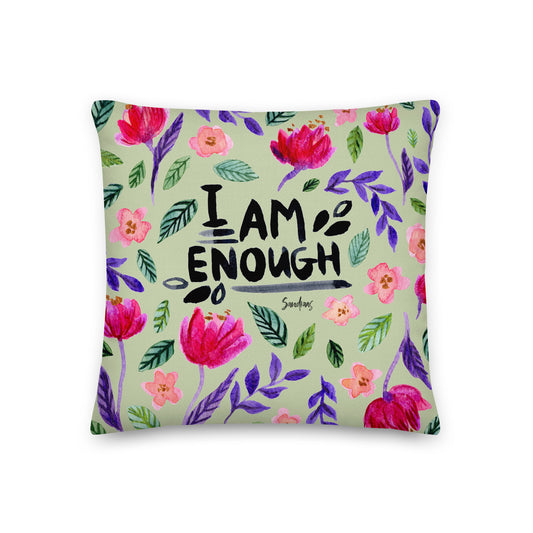 🌿 Premium Pillow – I Am Enough (Green) 🌸💚 - SANDRAAS
