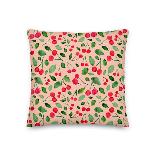 Premium Pillow - Pink Cherries