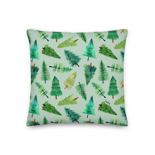 Premium Pillow - Green Christmas Trees