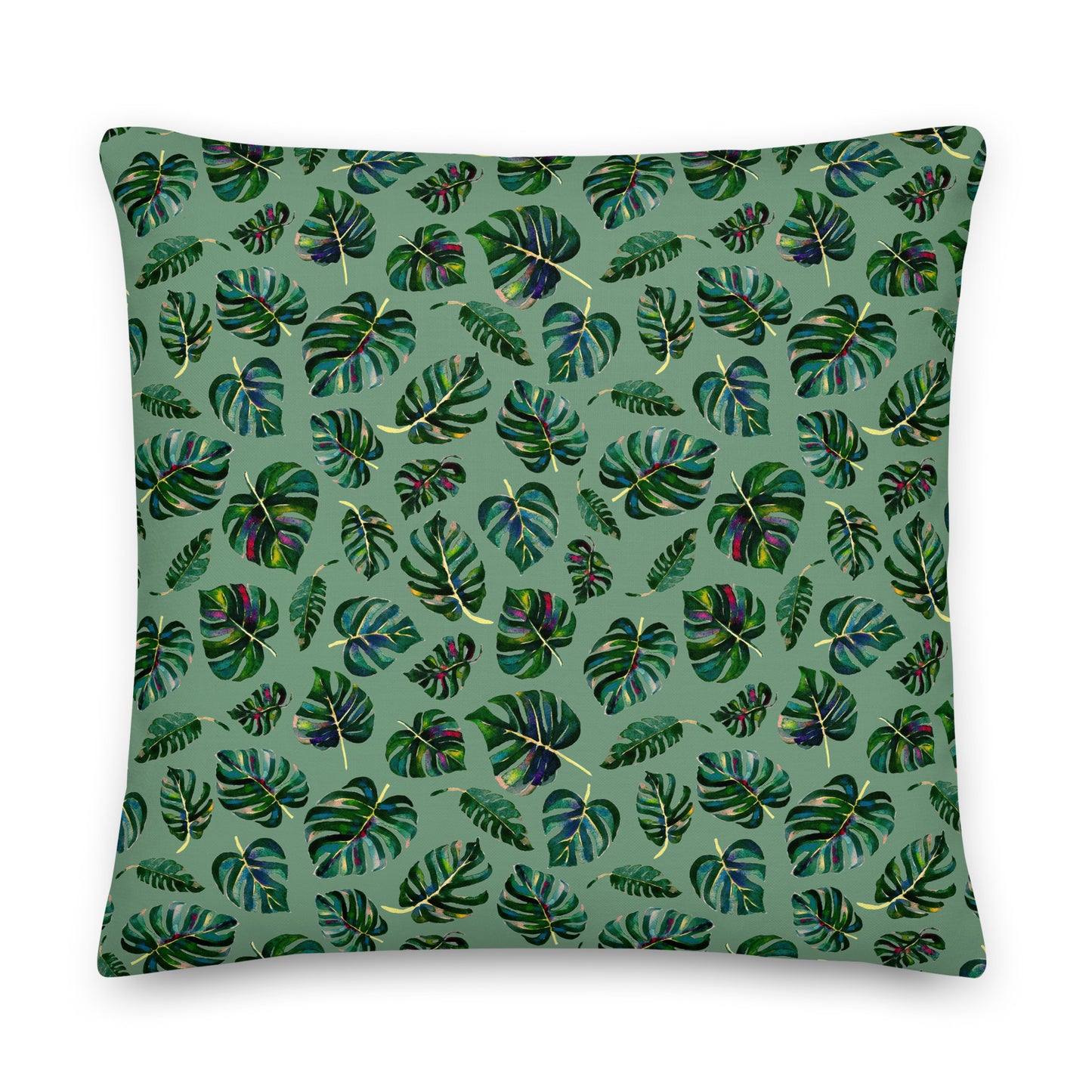 Premium Pillow - Green Monstera Leaves