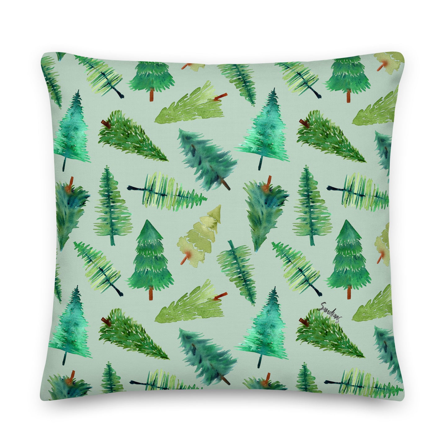 Premium Pillow - Green Christmas Trees