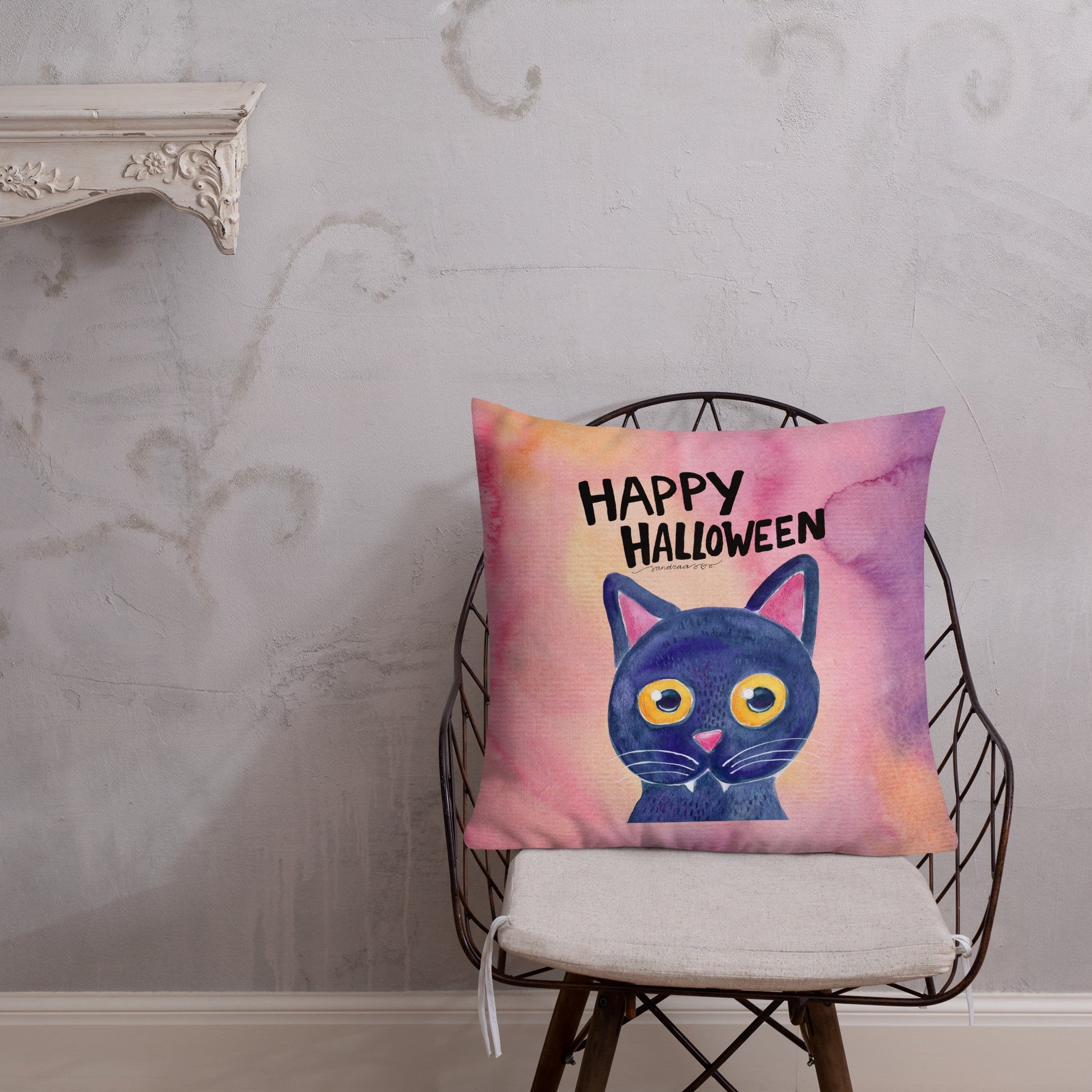 Premium Pillow – Halloween Black Cat 🎃🐈‍⬛ - SANDRAAS