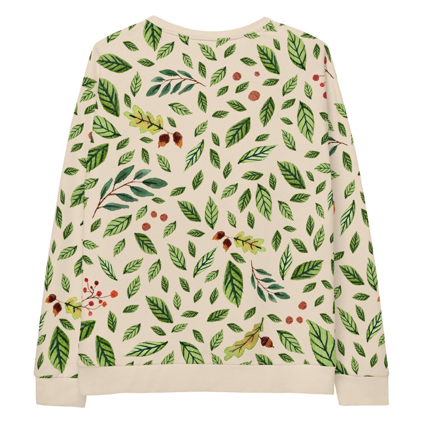 Unisex Sweatshirt - Robins & Green Leaves - Cream