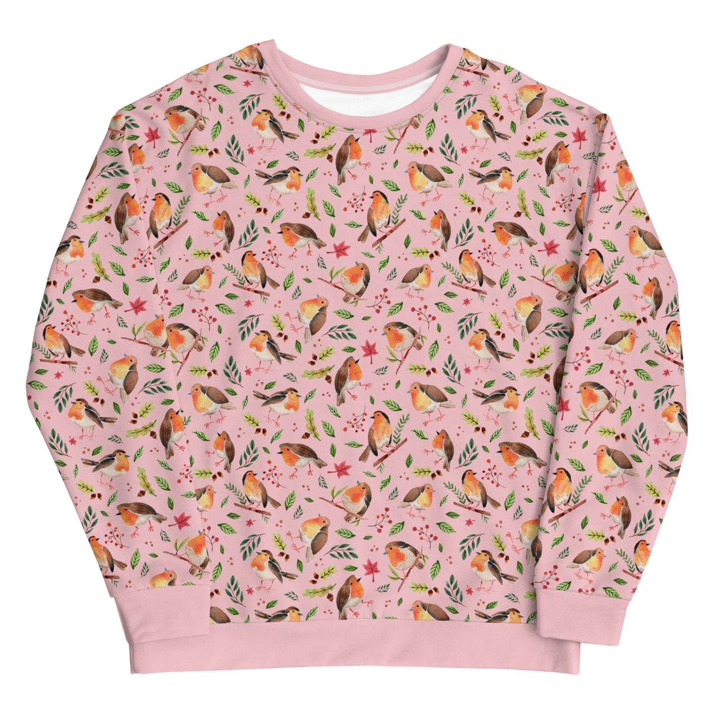 Unisex Sweatshirt - Robins Watercolor Pink