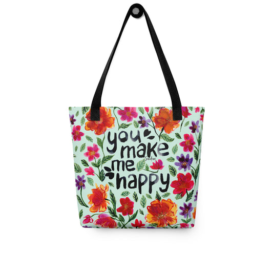 Tote bag - You make me happy - Light blue