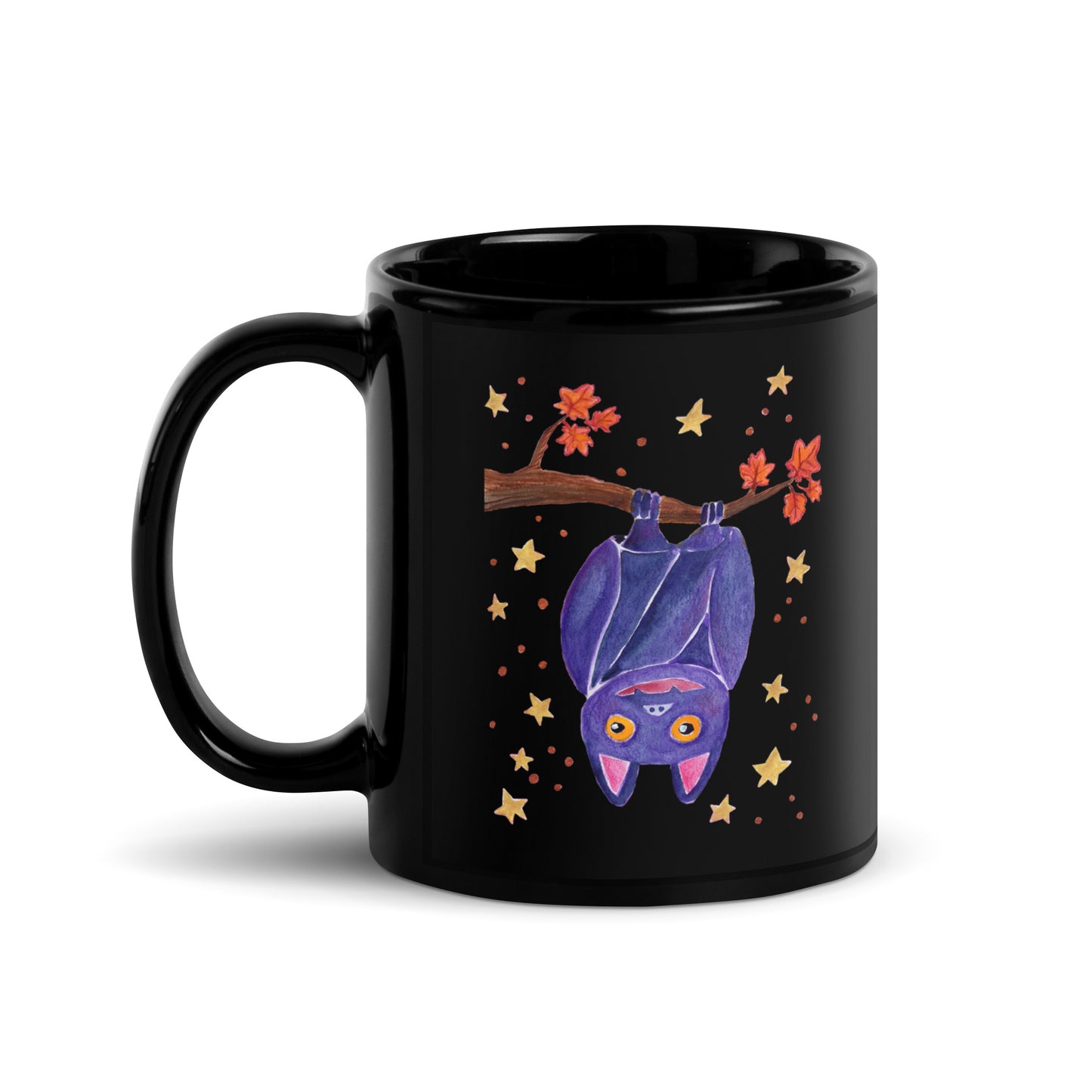 Black Glossy Mug - Bat - Halloween