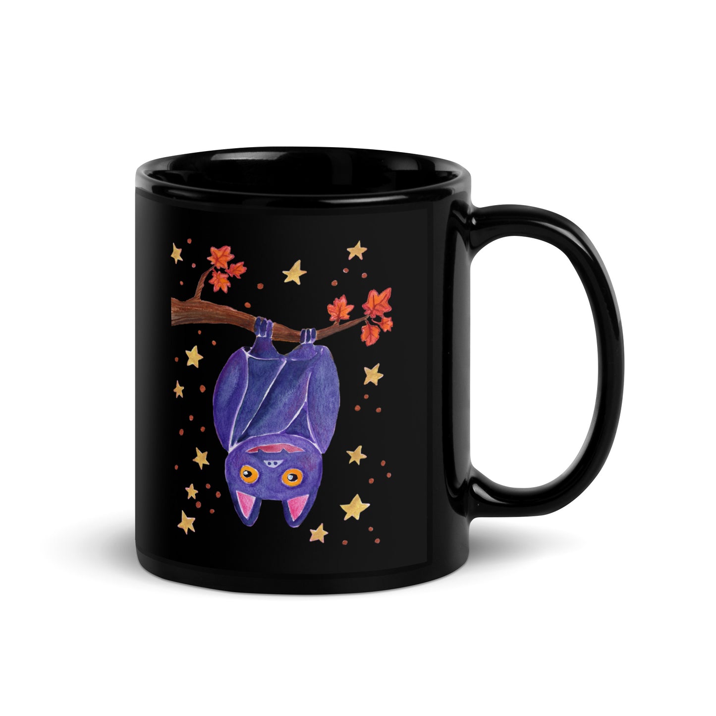 Black Glossy Mug - Bat - Halloween