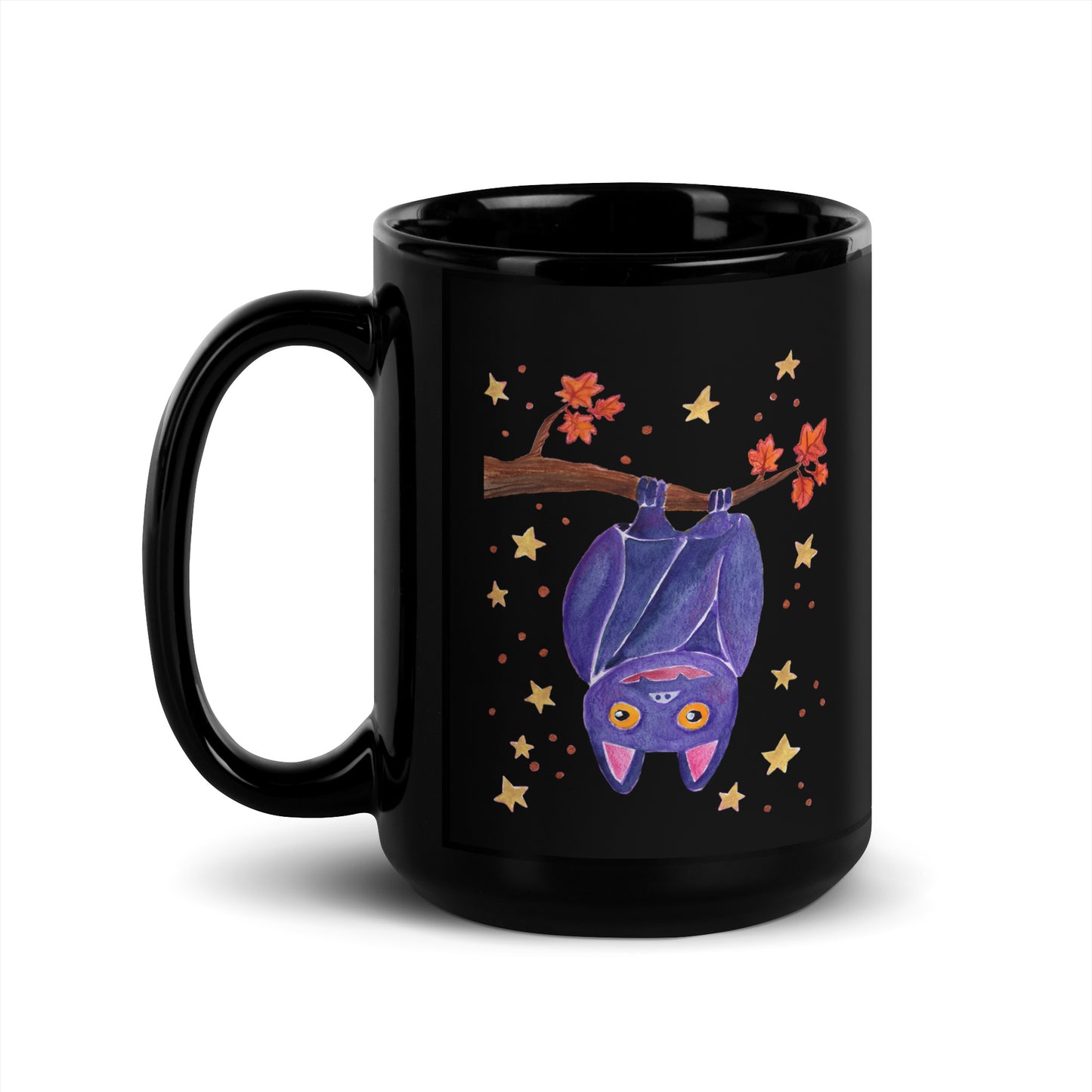 Black Glossy Mug - Bat - Halloween