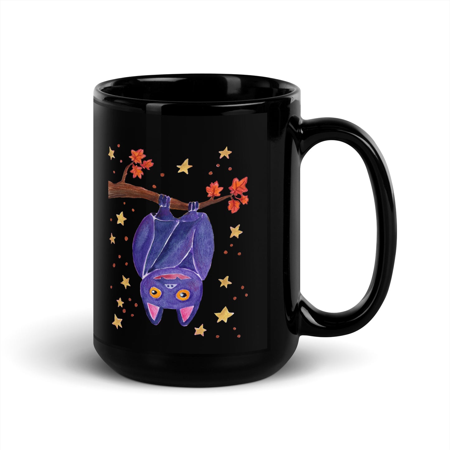 Black Glossy Mug - Bat - Halloween