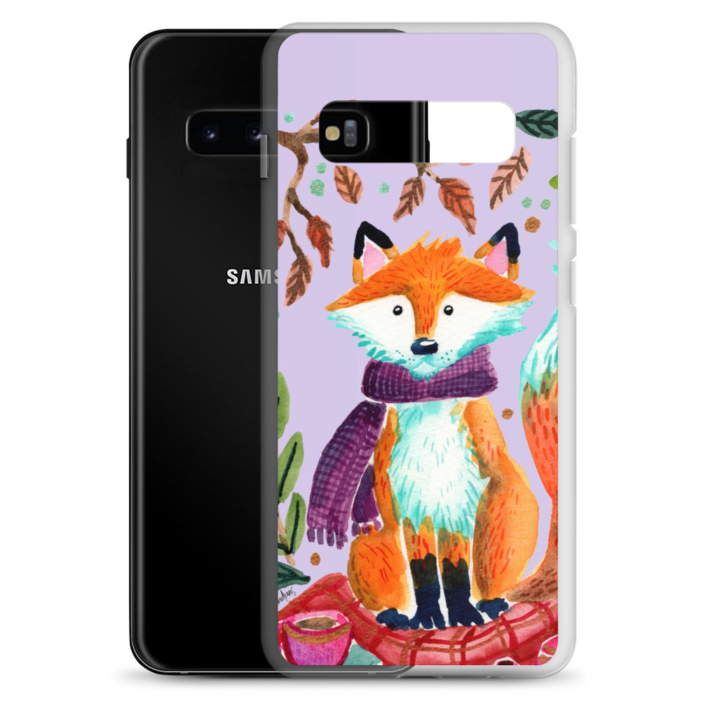 Clear Case for Samsung® - Cozy Fox Autumn Scene Purple