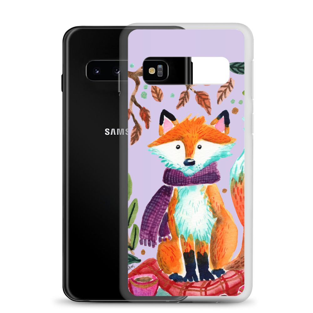 Clear Case for Samsung® - Cozy Fox Autumn Scene Purple