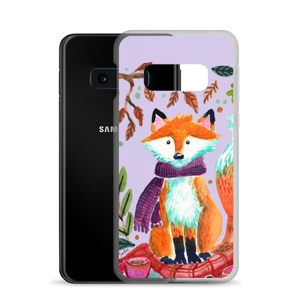 Clear Case for Samsung® - Cozy Fox Autumn Scene Purple