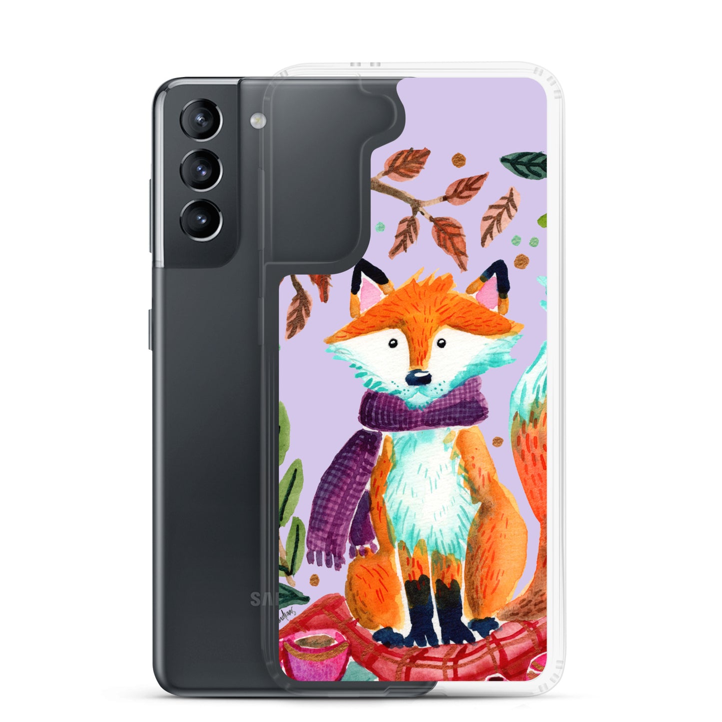 Clear Case for Samsung® - Cozy Fox Autumn Scene Purple