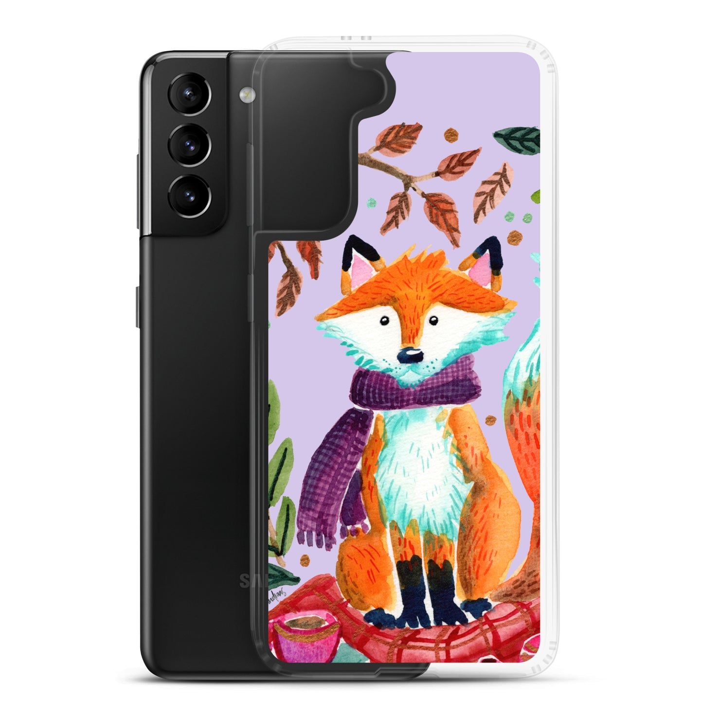 Clear Case for Samsung® - Cozy Fox Autumn Scene Purple