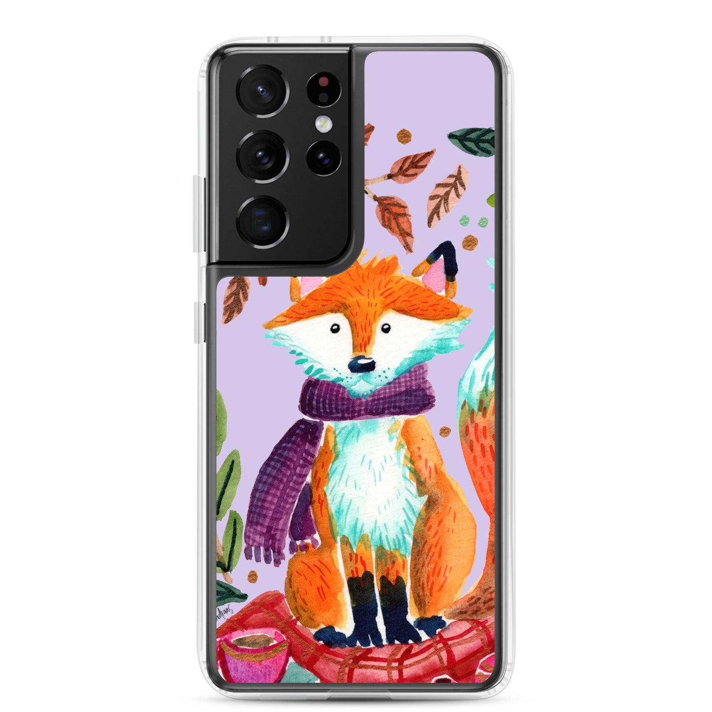 Clear Case for Samsung® - Cozy Fox Autumn Scene Purple