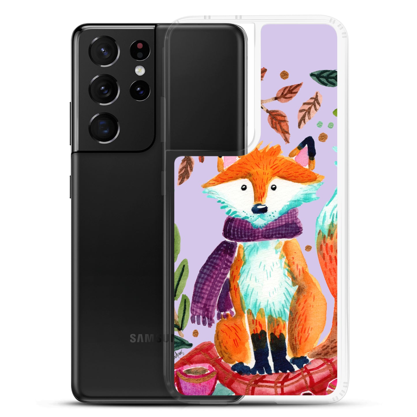 Clear Case for Samsung® - Cozy Fox Autumn Scene Purple