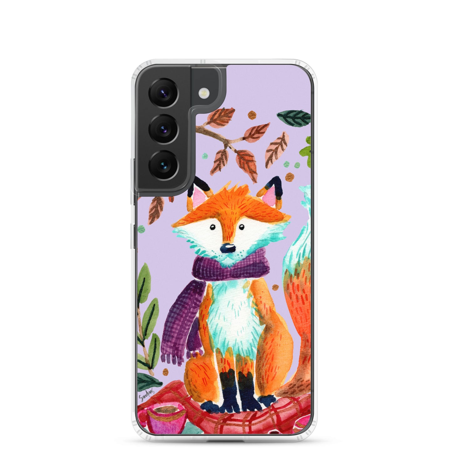 Clear Case for Samsung® - Cozy Fox Autumn Scene Purple