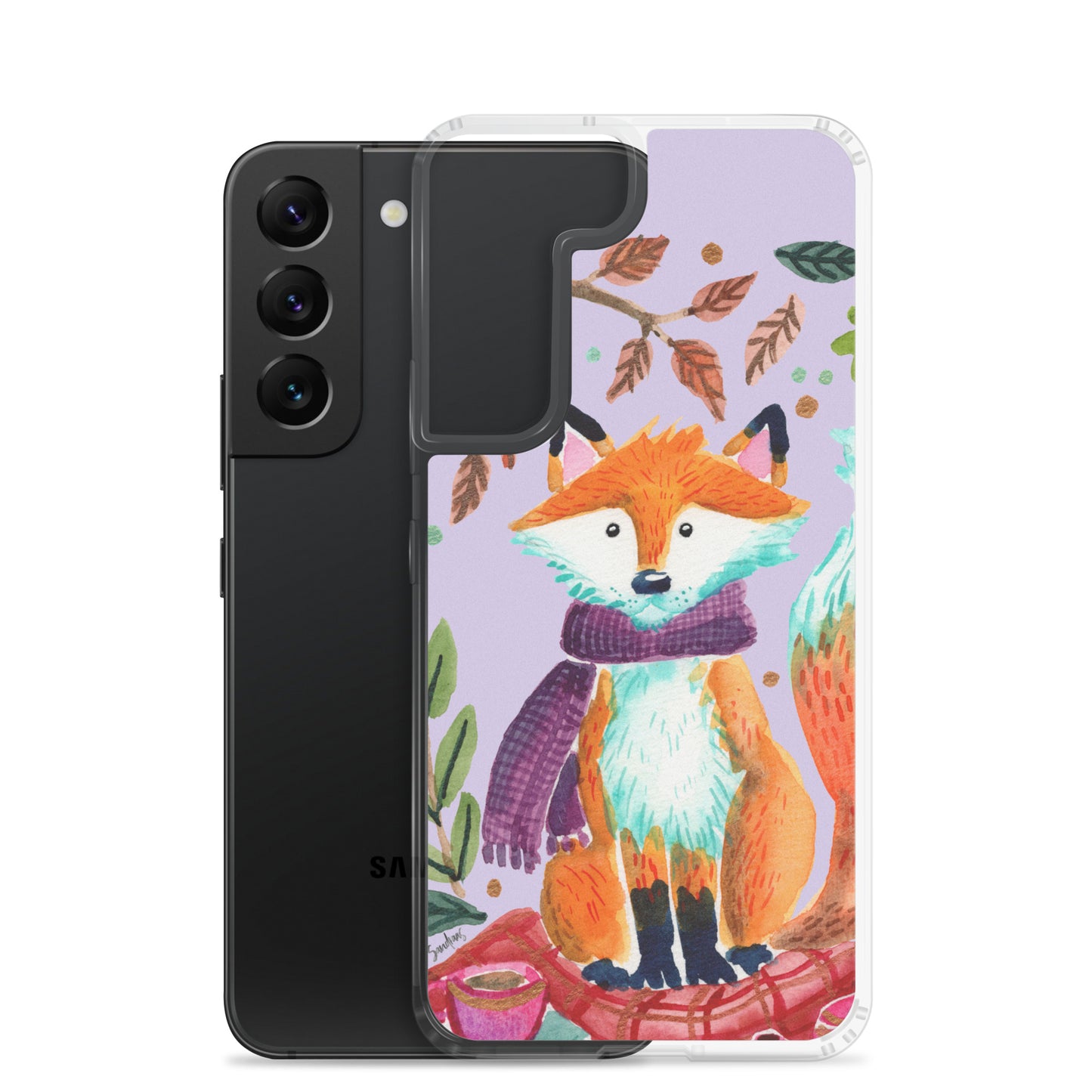 Clear Case for Samsung® - Cozy Fox Autumn Scene Purple