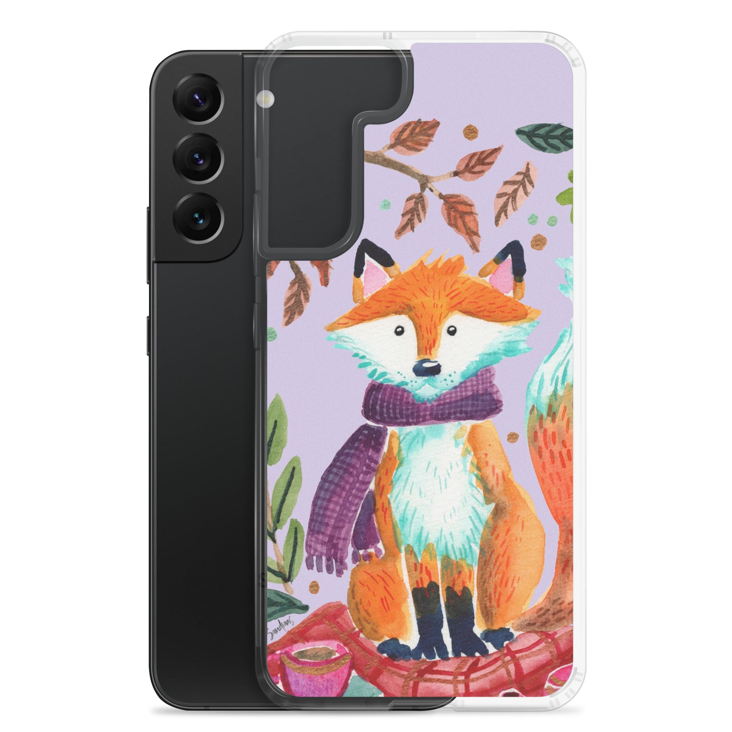 Clear Case for Samsung® - Cozy Fox Autumn Scene Purple