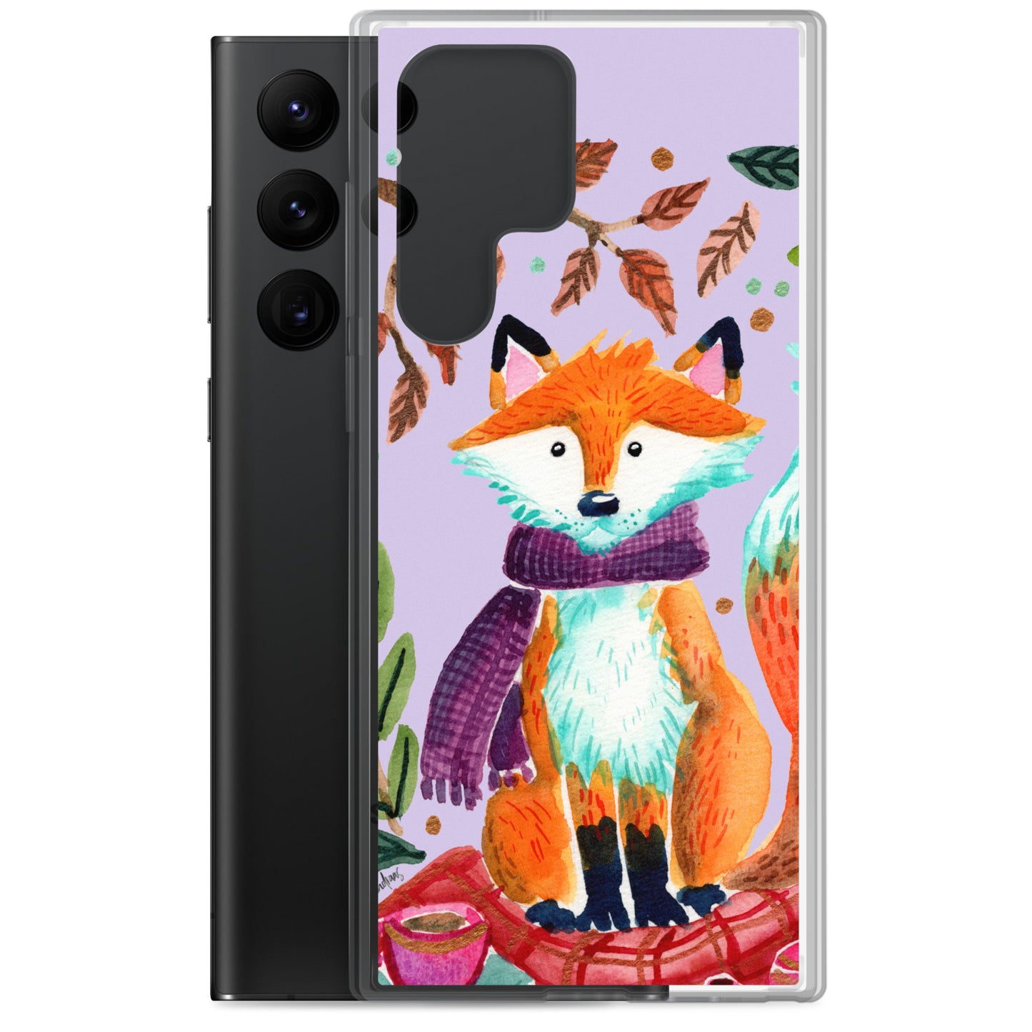 Clear Case for Samsung® - Cozy Fox Autumn Scene Purple