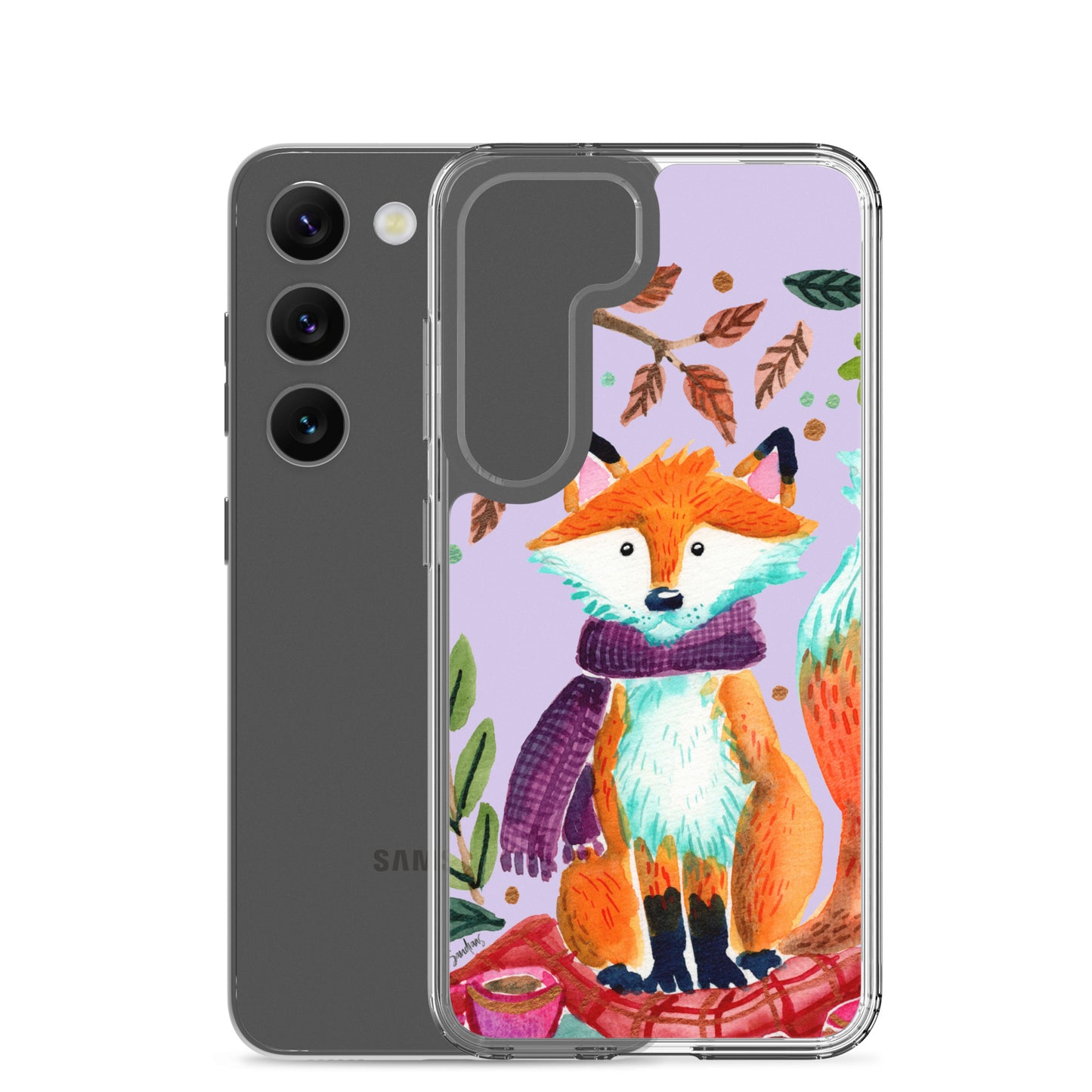 Clear Case for Samsung® - Cozy Fox Autumn Scene Purple