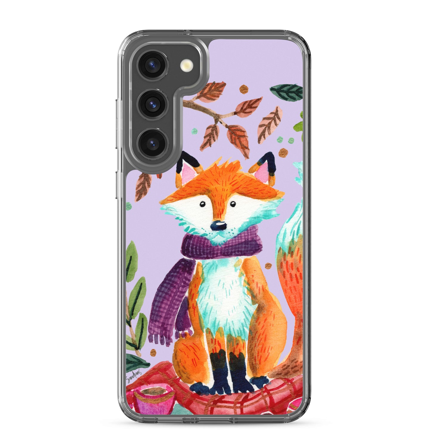 Clear Case for Samsung® - Cozy Fox Autumn Scene Purple