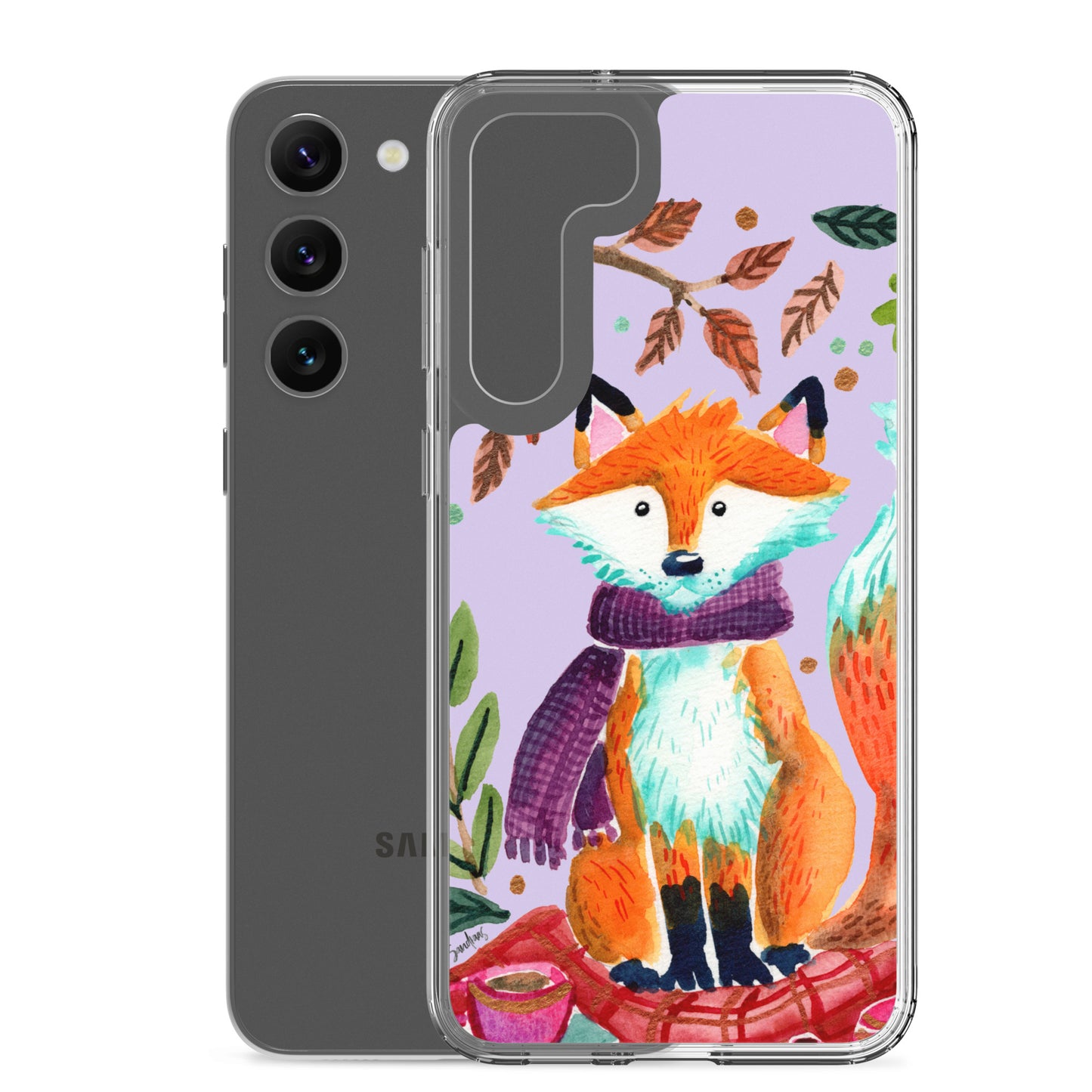 Clear Case for Samsung® - Cozy Fox Autumn Scene Purple