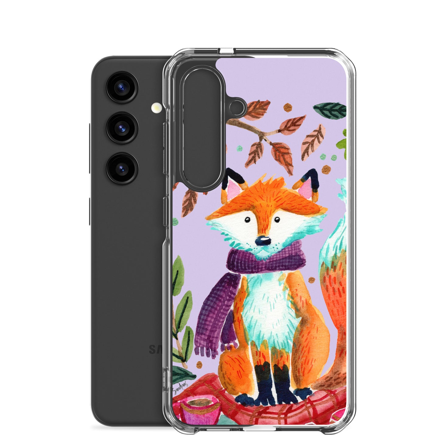 Clear Case for Samsung® - Cozy Fox Autumn Scene Purple