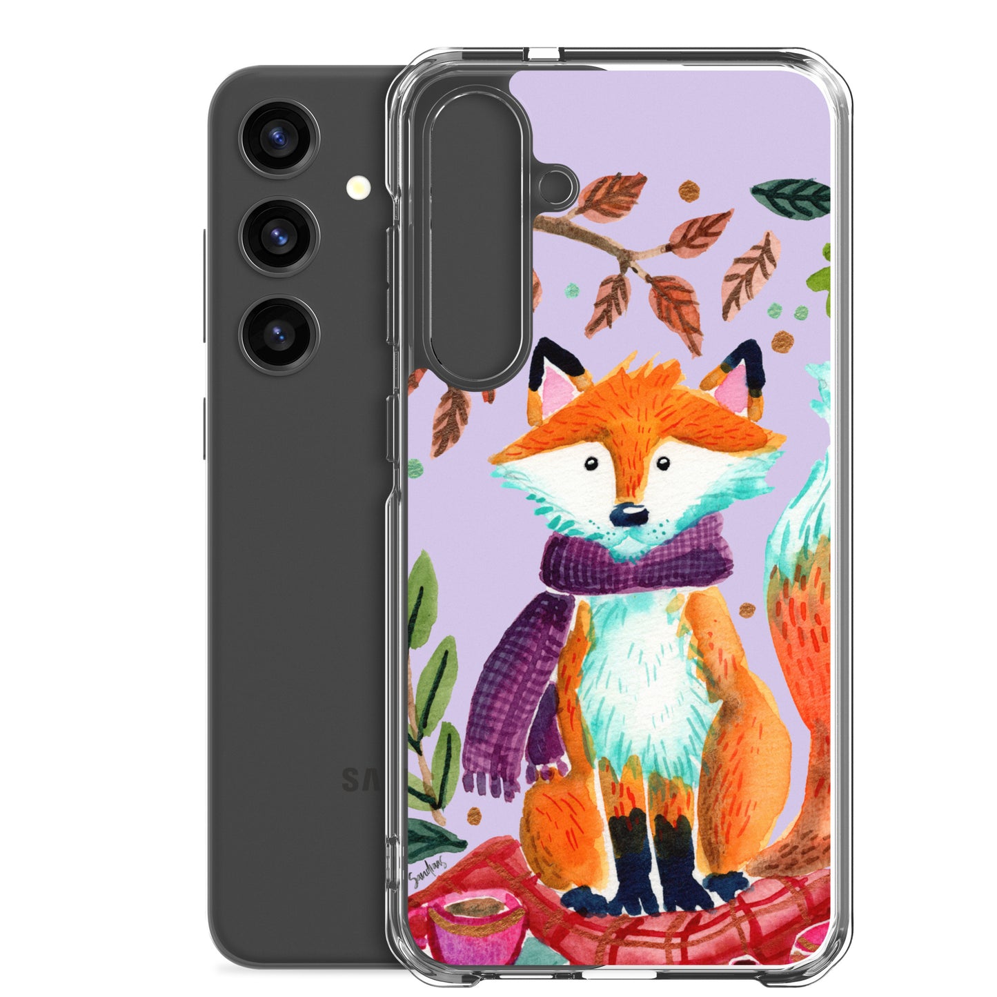 Clear Case for Samsung® - Cozy Fox Autumn Scene Purple