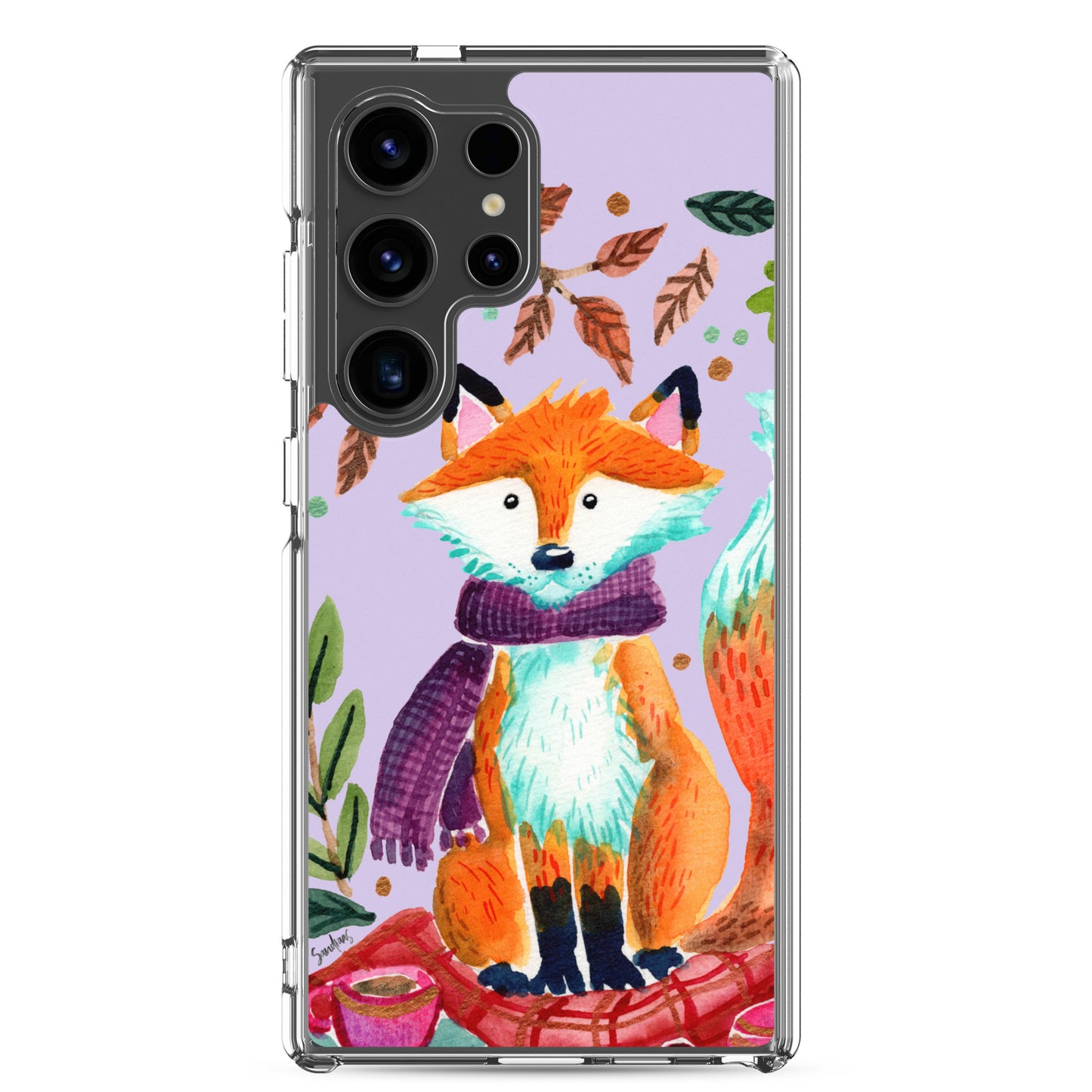 Clear Case for Samsung® - Cozy Fox Autumn Scene Purple