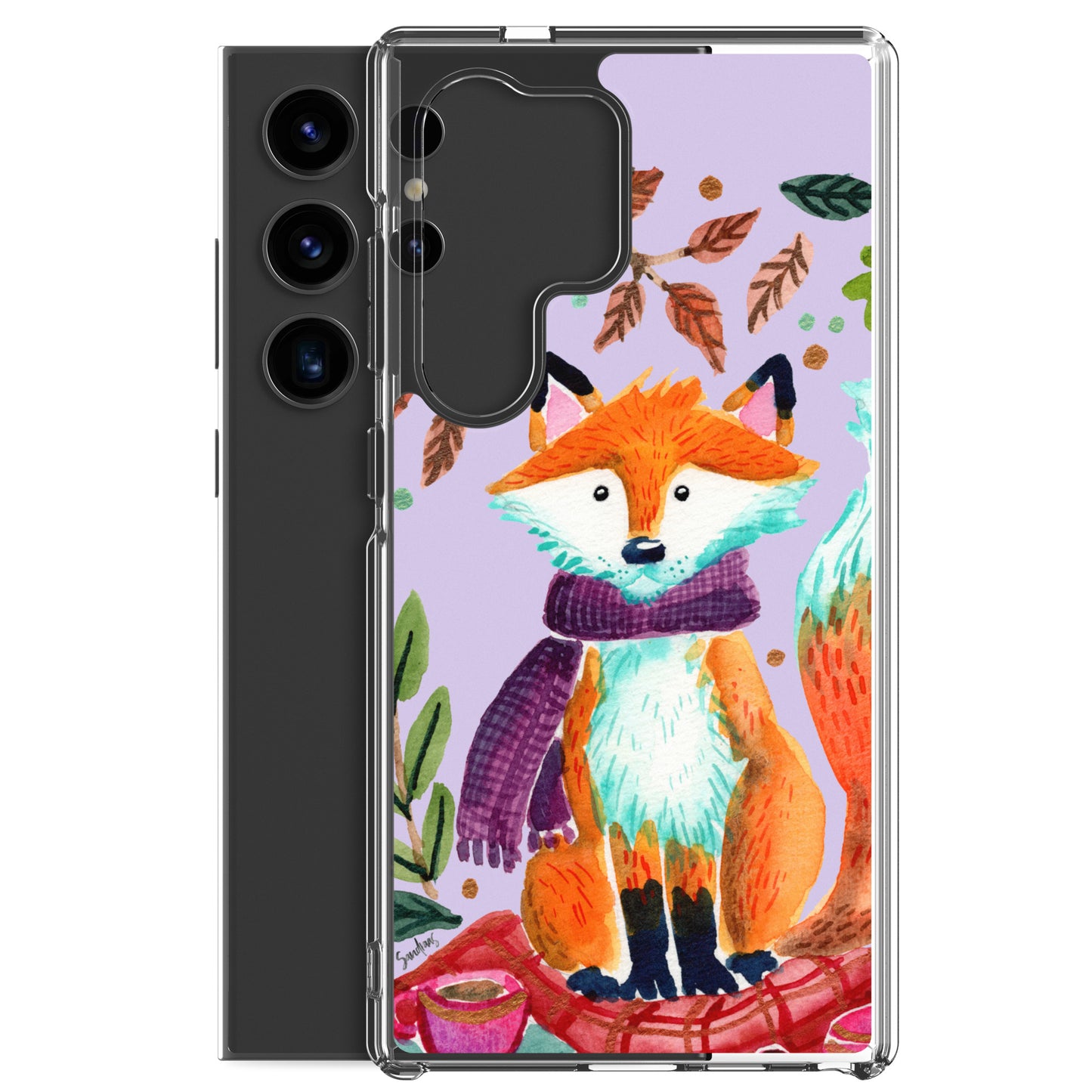 Clear Case for Samsung® - Cozy Fox Autumn Scene Purple