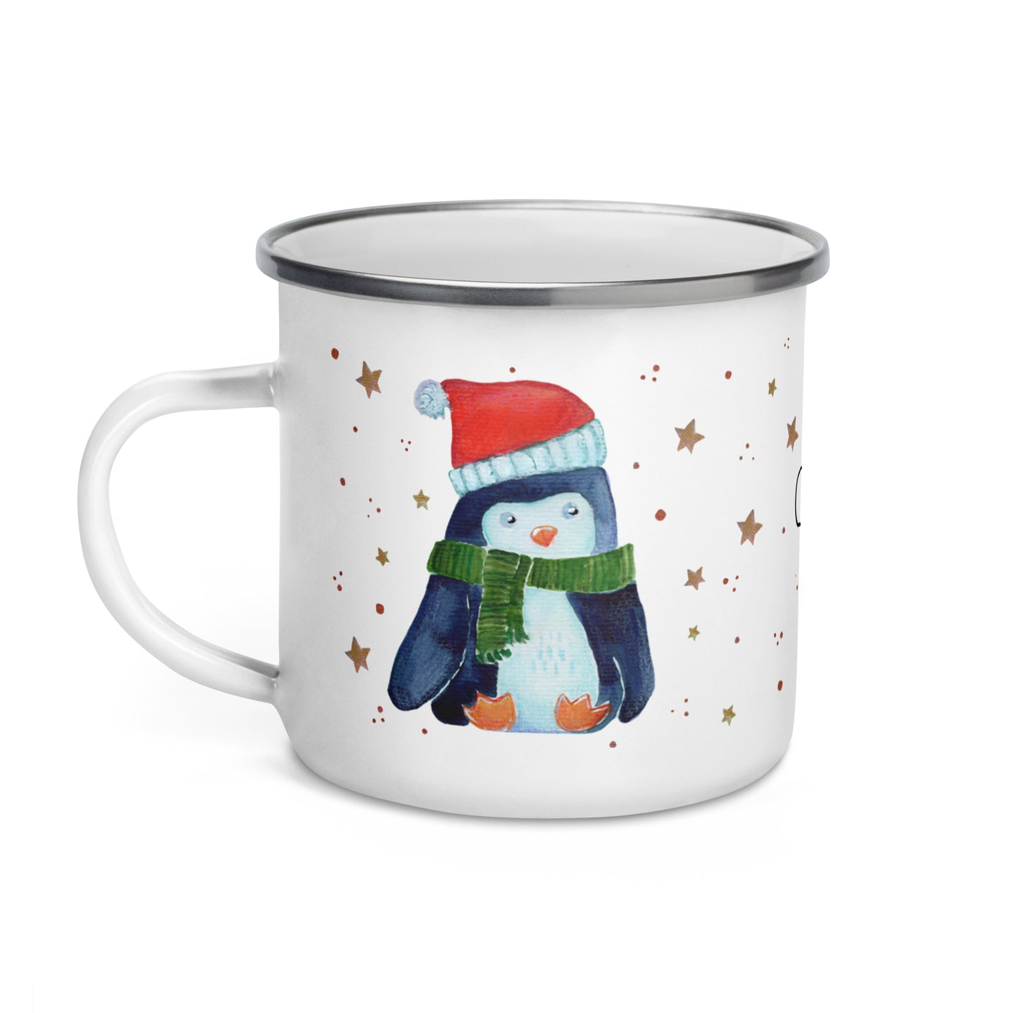 🎄 Whimsical Penguin Enamel Mug – “Merry Christmas” Watercolor Holiday Mug 🐧✨ - SANDRAAS