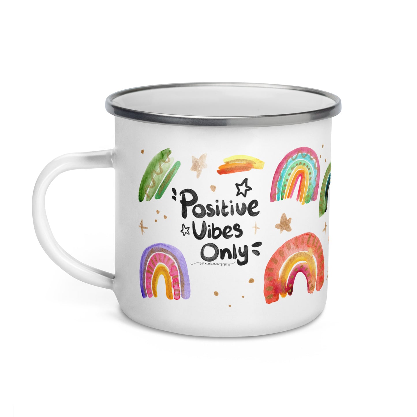 🌈✨ Positive Vibes Only – Enamel Mug ✨🌈 - SANDRAAS