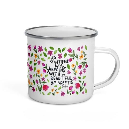 Enamel Mug - A beautiful day... - Inspirational Quote