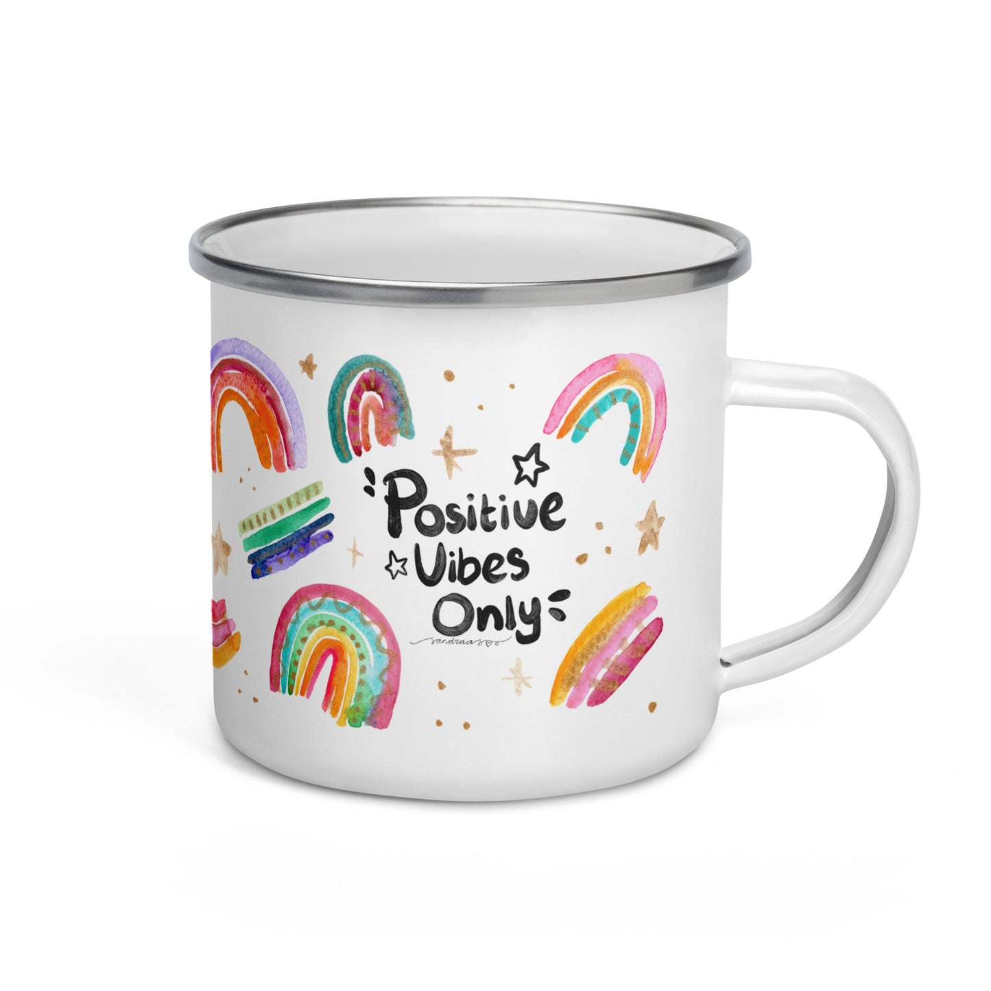 🌈✨ Positive Vibes Only – Enamel Mug ✨🌈 - SANDRAAS