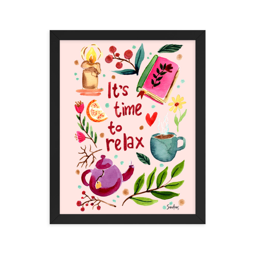 Framed poster - It's time to relax - Pink - Cozy Autumn