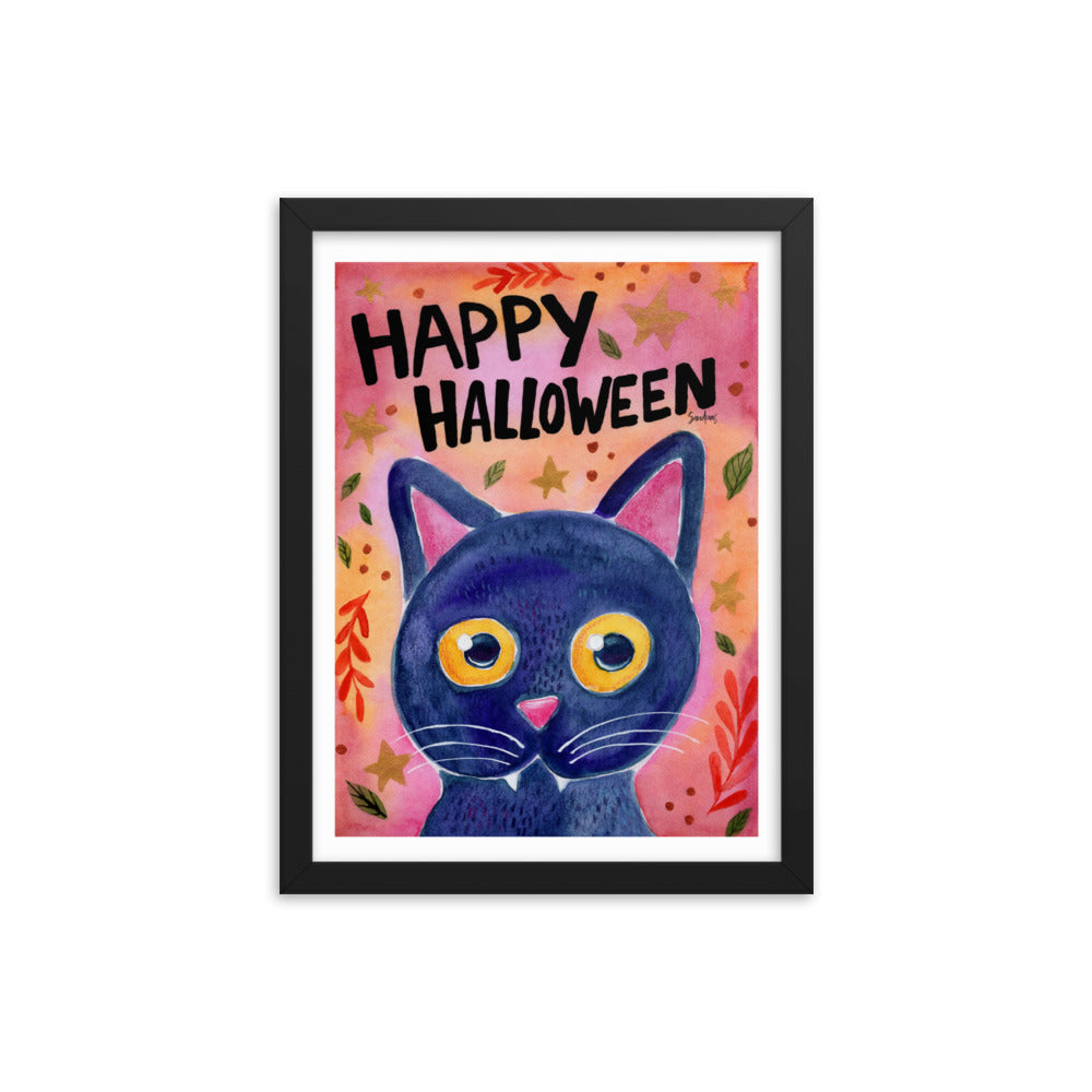 Framed poster - Halloween Black Cat