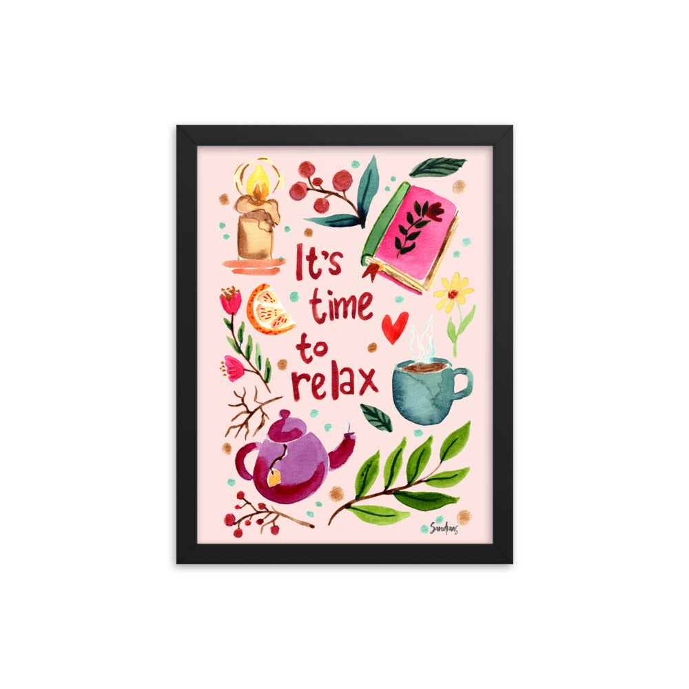 Framed poster - It's time to relax - Pink - Cozy Autumn