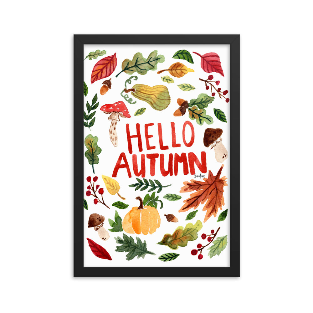 Framed poster - Hello Autumn - White