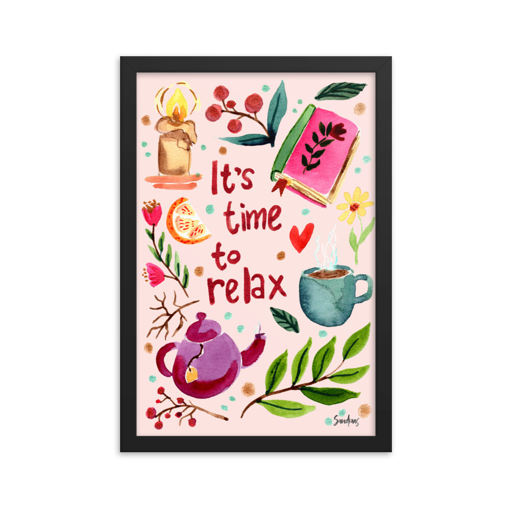 Framed poster - It's time to relax - Pink - Cozy Autumn