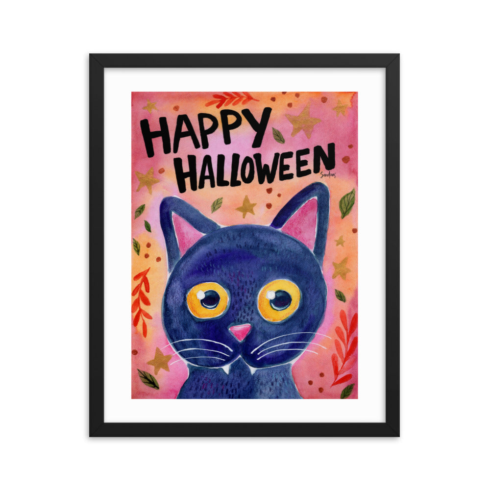 Framed poster - Halloween Black Cat