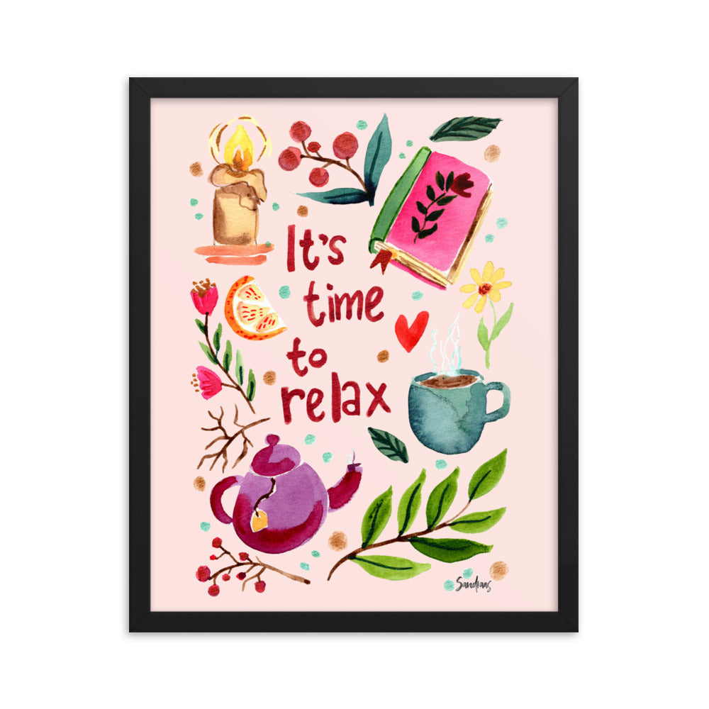 Framed poster - It's time to relax - Pink - Cozy Autumn